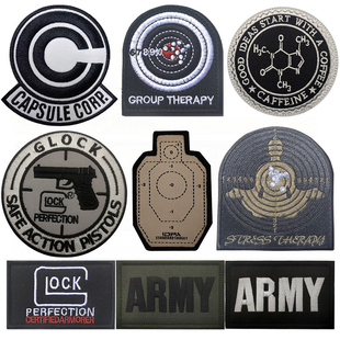 外贸款格洛克打靶刺绣臂章CAPSULE CORP战术魔术贴章背包士气徽章