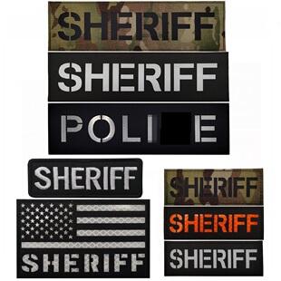 亚马逊SHERIFF反光背心胸章美国旗臂章英文长条帽章战术背包贴章