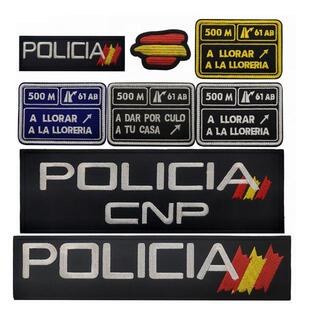 长条胸章500M POLICIA西班牙背心贴章魔术贴徽章英文字母刺绣臂章