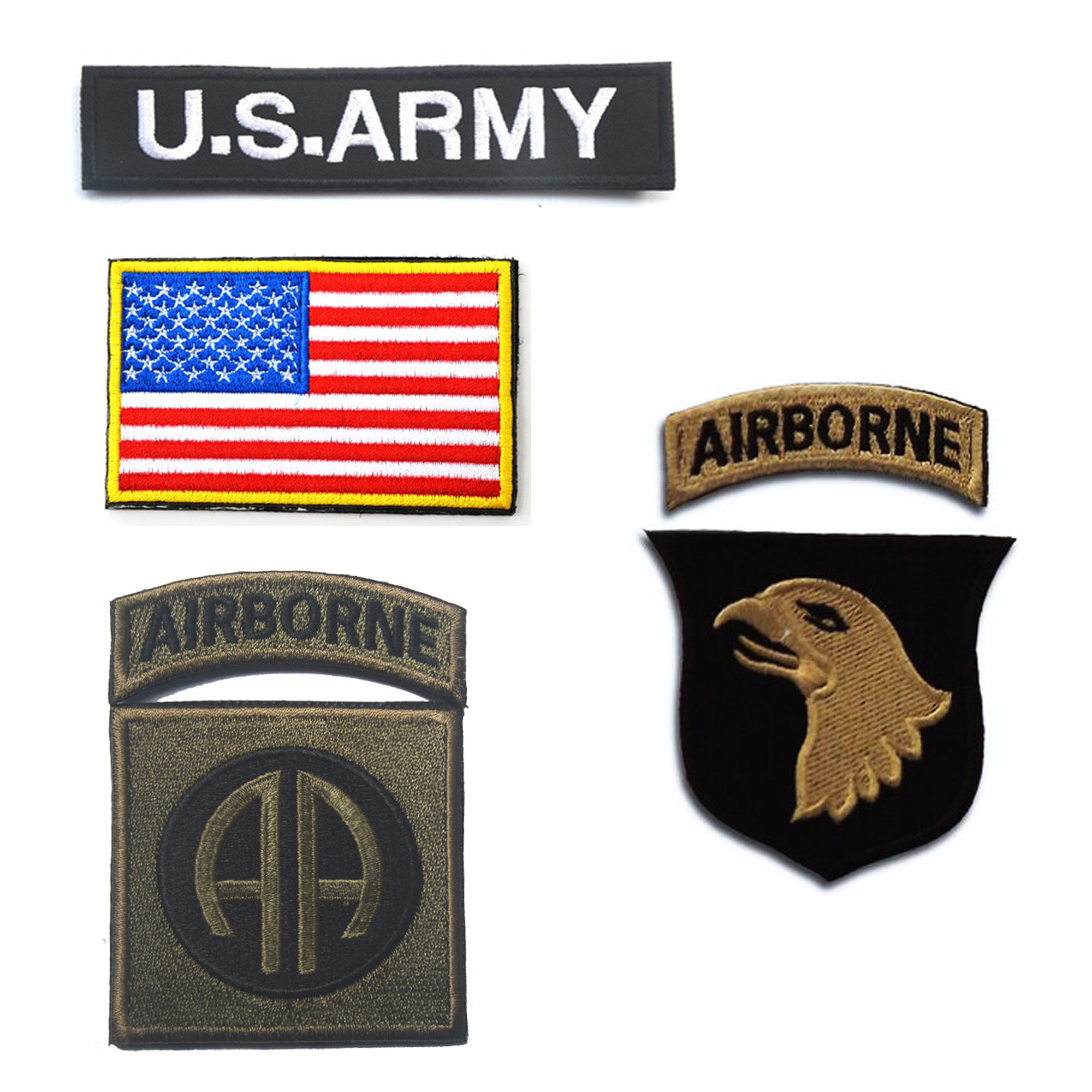 airborne patch补丁101空降师鹰头魔术贴臂章长条英文刺绣贴章