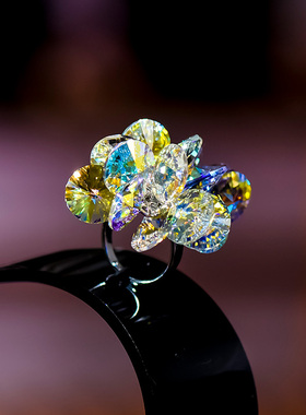 忆奴娇景行925纯银女夸张花朵