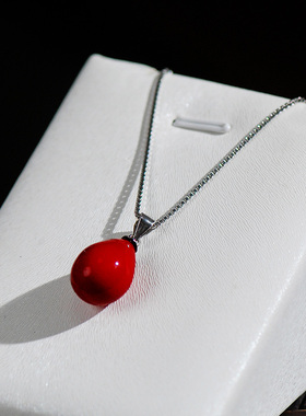 忆奴娇海棠s925银红色水滴项链