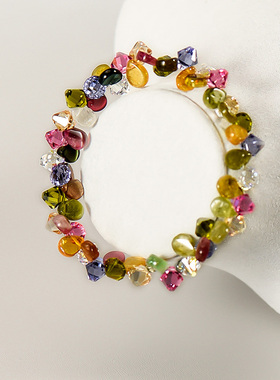 忆奴娇彩色碧玺水滴手串水晶手链