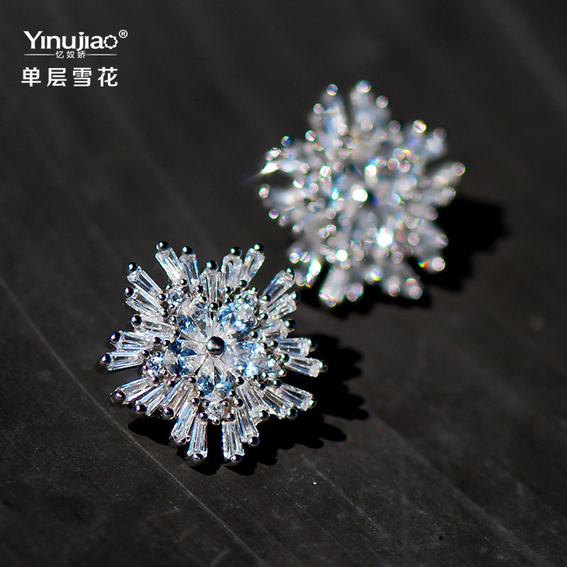 特价麦花如雪S925纯银饰品浪漫雪花耳钉欧美时尚耳饰日常简约
