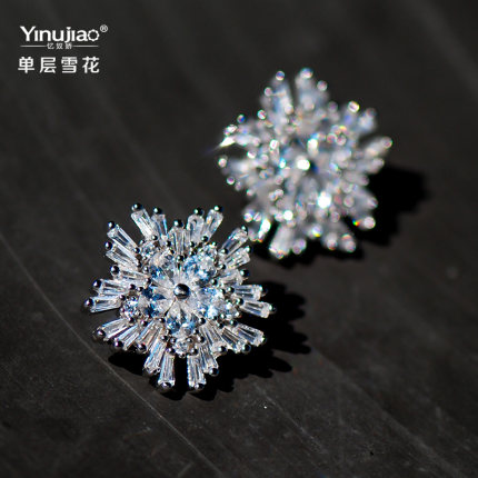 特价麦花如雪S925纯银饰品浪漫雪花耳钉欧美时尚耳饰日常简约