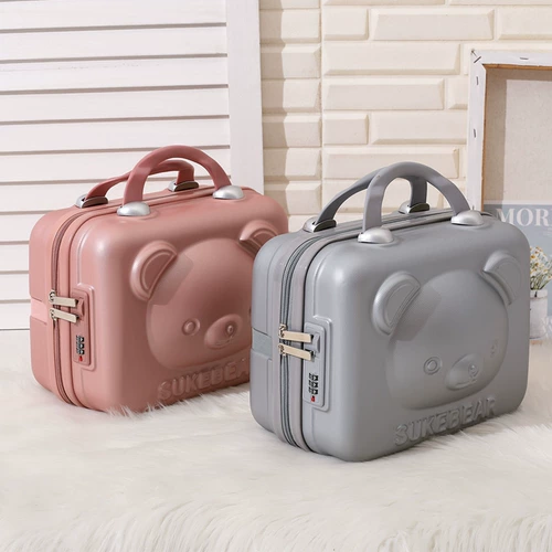 Милая косметичка, портативный чемодан, маленький ящик для хранения для путешествий, сумка, с медвежатами, 14 дюймов