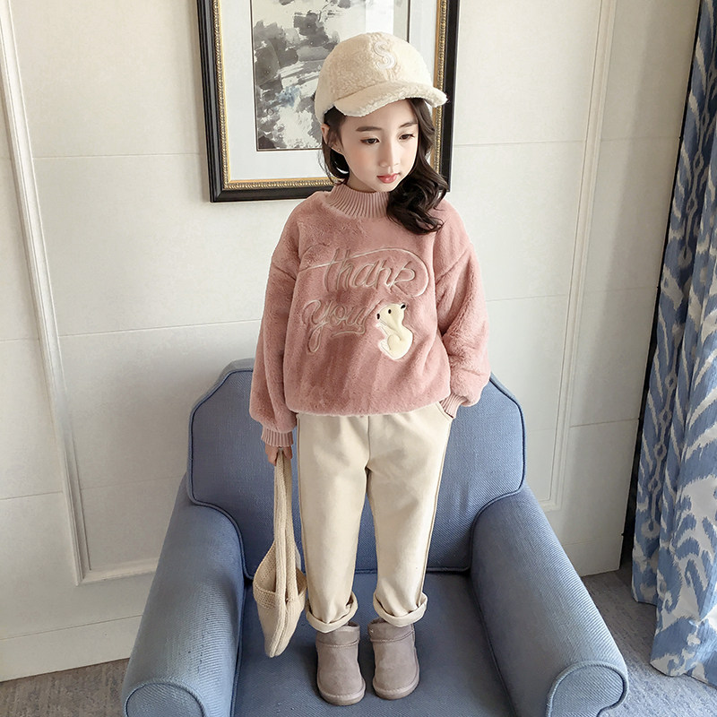 女童加绒卫衣2018新款冬季韩版加厚保暖绒衫中大童洋气儿童上衣潮|ruв категории Детская одежда, свитер/свитер - от Buy2taobao.com для оказания профессиональной услуги покупки агента Taobao