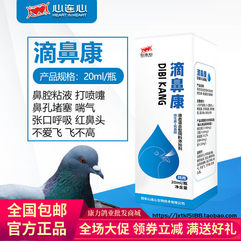 心连心鸽药滴鼻康鸽子甩鼻涕粘液喘气清呼吸滴鼻不爱飞不高红鼻头
