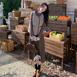 春装新款针织拼接百褶连衣裙小香风马甲套装159-0902P145K198，女装套装/套裙，浙宝159