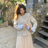 新中式国风提花短外套女2025春季新款气质清冷感小个子超好看上衣，女装短外套，浙宝159