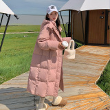 韩系甜美粉色羽绒服女冬季2024新款中长款过膝超好看加厚90白鸭绒，女装羽绒服，浙宝159