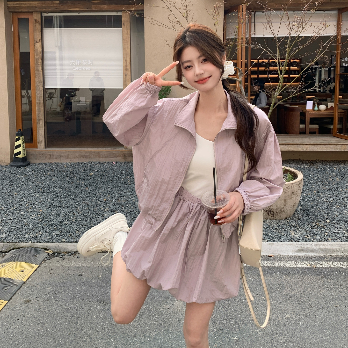 新款！紫色防晒套装户外冲锋衣159-2618P135K218,女装套装/套裙,浙宝159