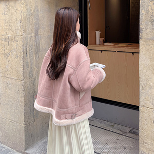 26号出货！  麂皮绒机车服皮毛一体羊羔毛外套女159-8961P195K278图片
