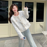 法式流苏精致白色小香风外套女2025春秋新款小个子名媛粗花呢短款，女装短外套，浙宝159