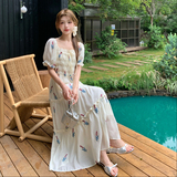 现货！米白色刺绣修身气质长款连衣裙159-779P125K188，女装连衣裙，浙宝159