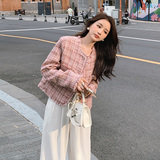 法式名媛粉色小香风外套女2023春季新款小个子设计高级感百搭上衣，女装短外套，浙宝159