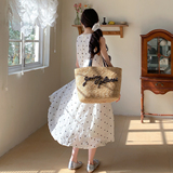 现货法式波点连衣裙无袖亚麻植绒不规则裙159-777P125K188，女装连衣裙，浙宝159