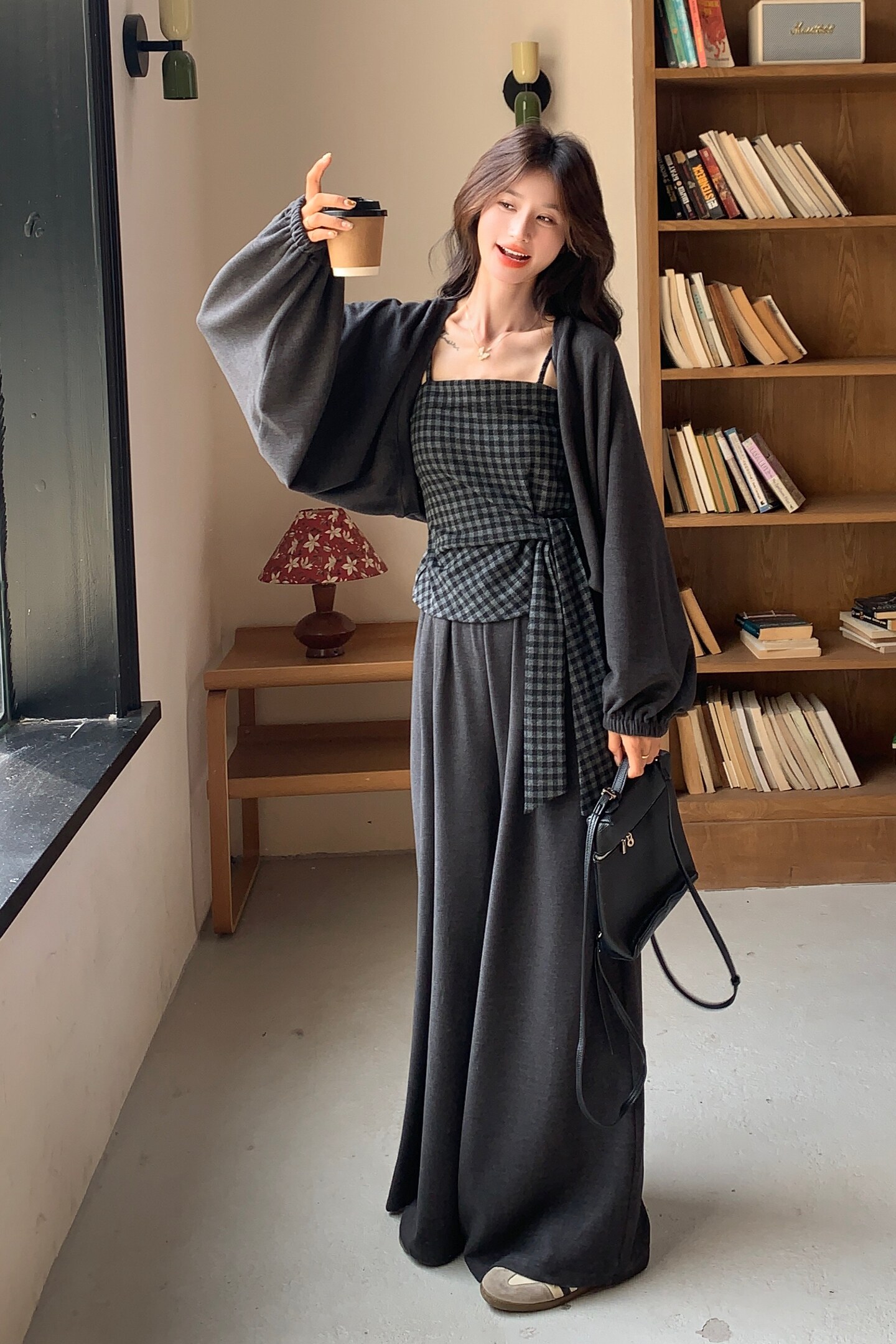 新款现货！针织吊带宽松蝙蝠衫外套+裤子三件套159-536P205K298,女装套装/套裙,浙宝159