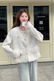 法式流苏精致白色小香风外套女2025春秋新款小个子名媛粗花呢短款，女装短外套，浙宝159