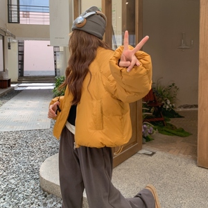 新款！黄色短款90白鸭绒羽绒服外套159-524P275K418图片