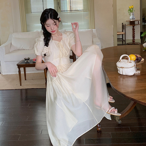 现货！法式夏装甜美天丝杏色修身连衣裙159-0936P120K178图片