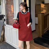 新款现货！过年红色洋气针织衫亮片毛呢裙套装159-737P155K228，女装套装/套裙，浙宝159