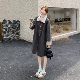 现货！灰色外套韩系宽松拼色中长款风衣女159-0970P165K248，女装风衣，浙宝159