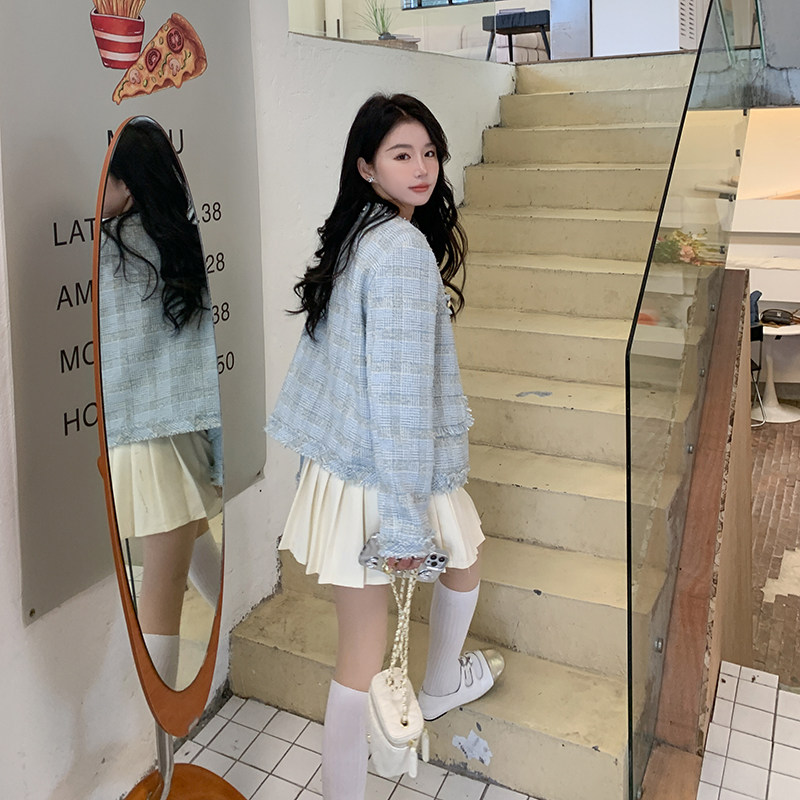 法式流苏精致白色小香风外套女2025春秋新款小个子名媛粗花呢短款,女装短外套,浙宝159