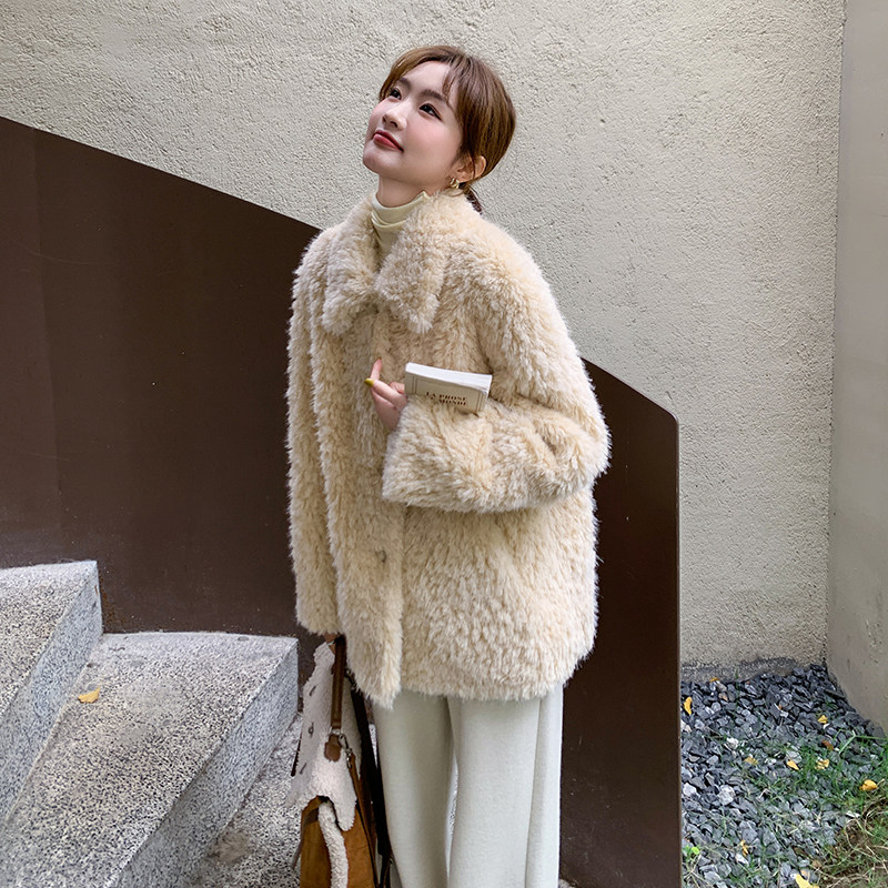 现货保暖羊羔毛皮毛一体外套女短款159-724P165K248,女装短外套,浙宝159