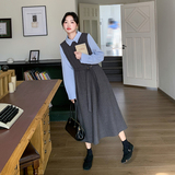 现货！高品质假两件拼接毛呢连衣裙159-734P145K208，女装连衣裙，浙宝159