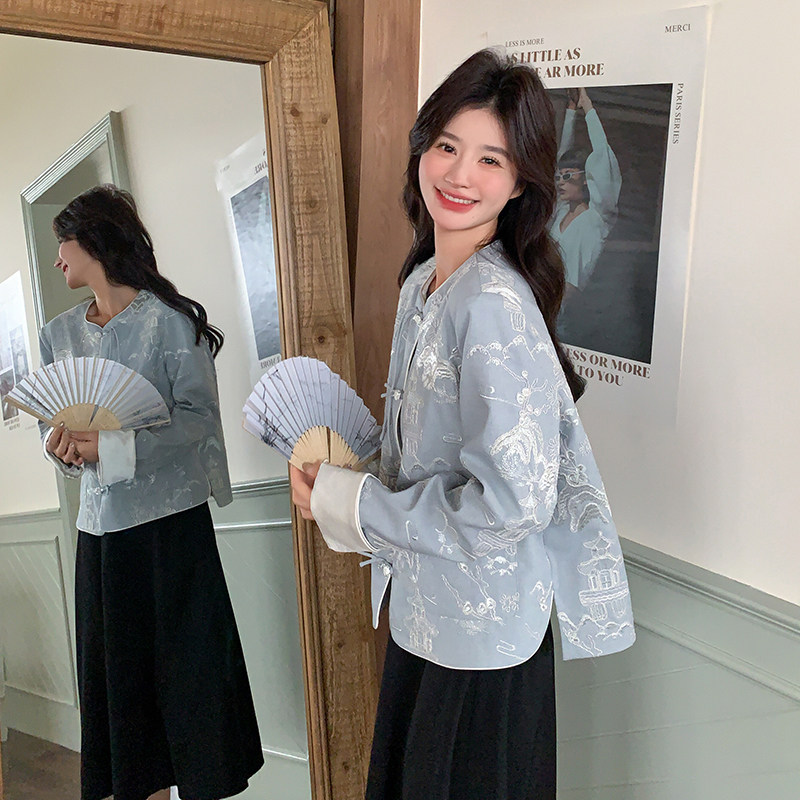档口现货！定制高端刺绣面料新中式风外套短款159-748P165K248,女装短外套,浙宝159