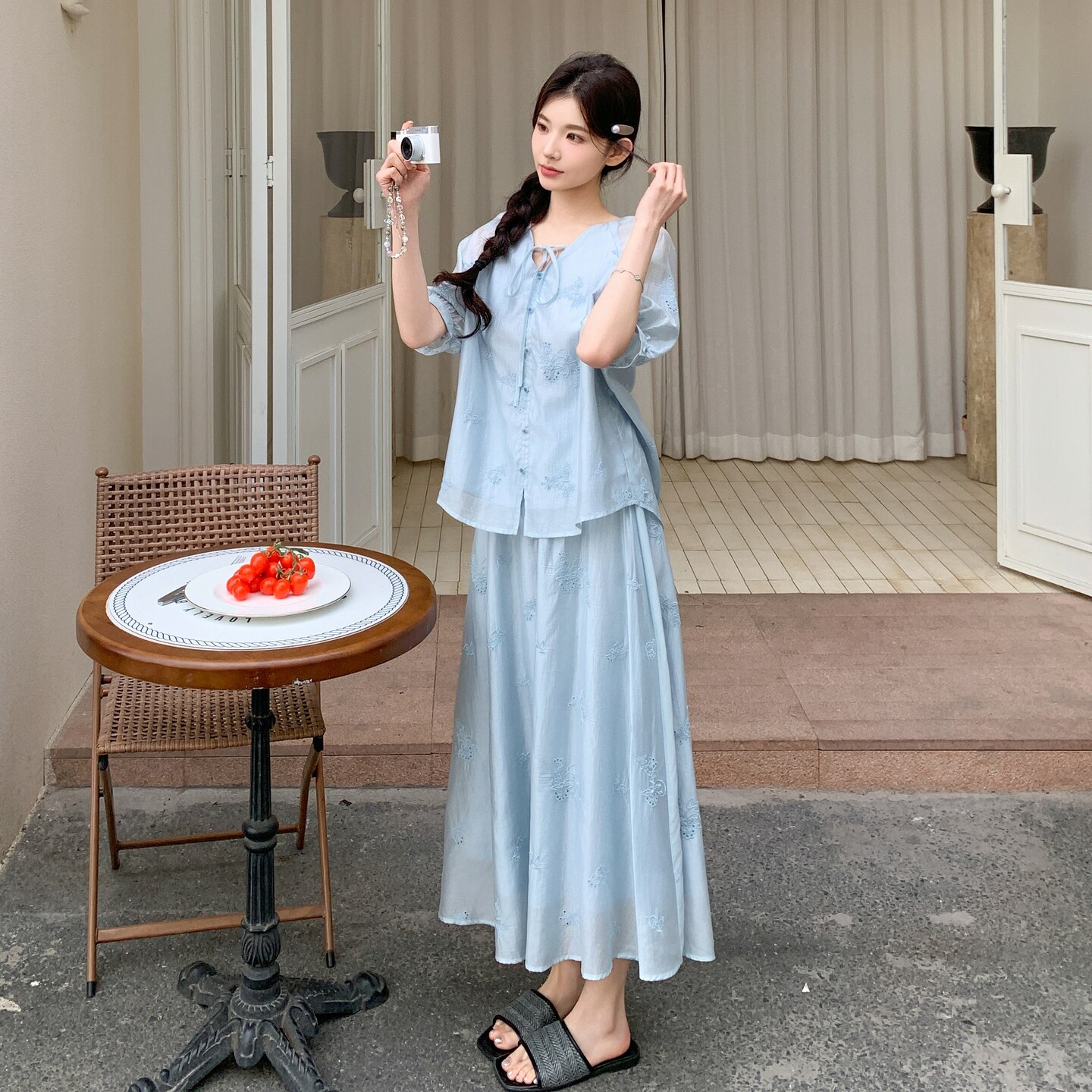 现货新款新中式风刺绣天丝两件套装159-788P165K248,女装套装/套裙,浙宝159