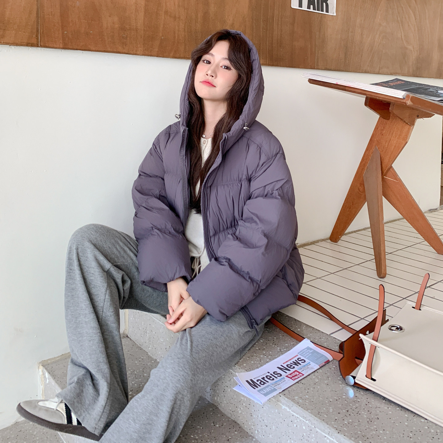 现货新款！紫色加厚90白鸭绒羽绒服宽松短款外套159-521P305K458,女装羽绒服,浙宝159