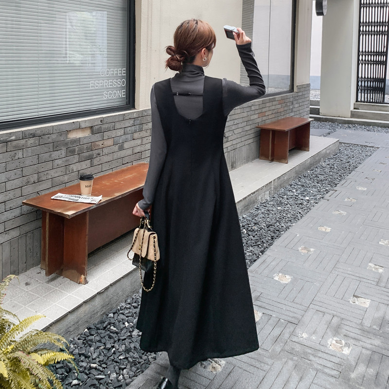 现货！黑色连衣裙+灰色针织衫两件套装159-538P165K248,女装套装/套裙,浙宝159