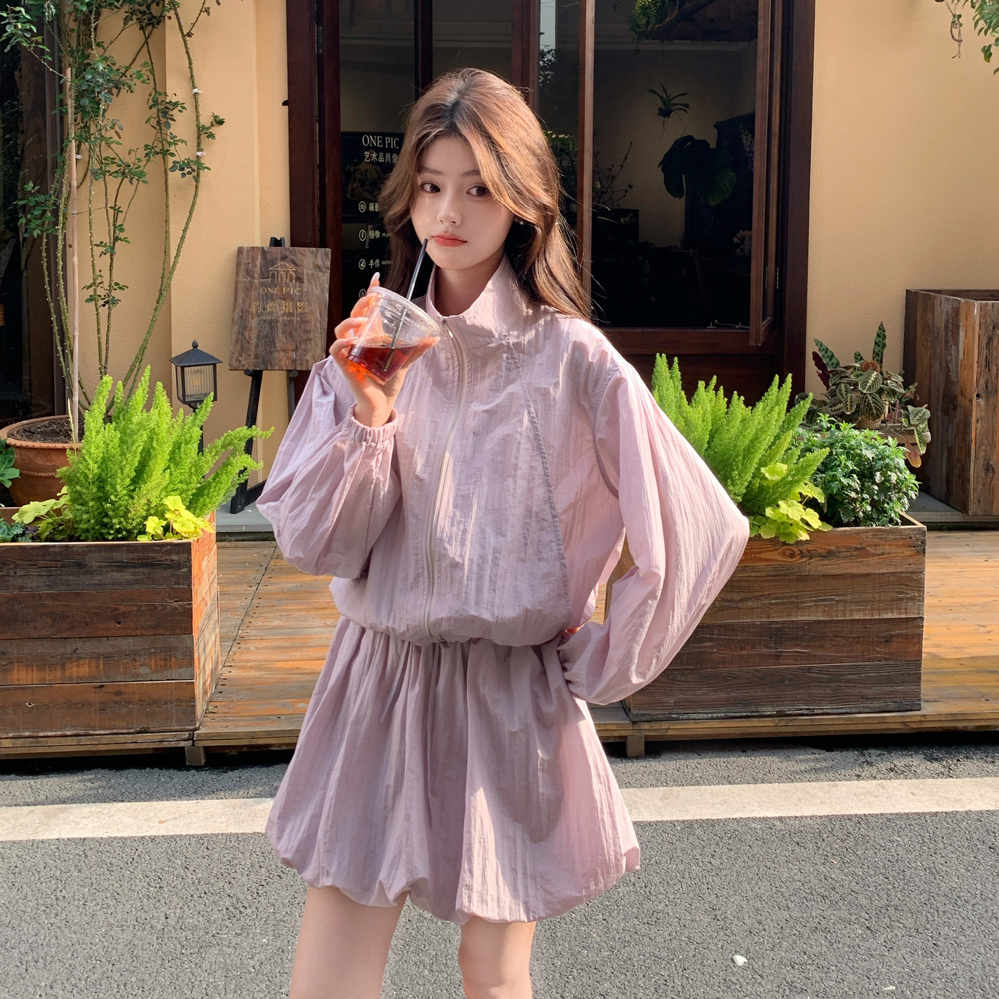 新款！紫色防晒套装户外冲锋衣159-2618P135K218，女装套装/套裙，浙宝159