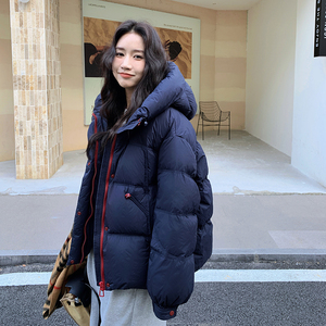 新款!藏青色加厚韩版宽松90白鸭绒羽绒服外套159-732P295K438，女装羽绒服，浙宝159
