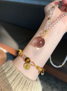 天然全净体白水晶项链搭配沉香银配饰直径17.9mm百搭款