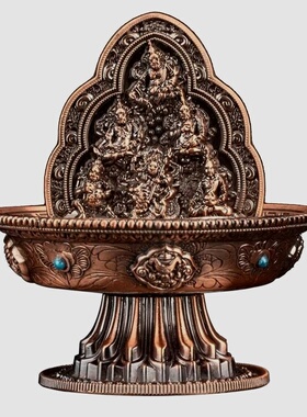 西藏式水陆供五路财神摆件绿黄白红黑财申供水碗全套