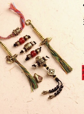 藏式108颗佛珠全套配饰隔珠三通隔片套装DIY金刚星月文玩黄铜配件