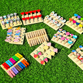 照片墙彩色爱心木夹 饰原木彩夹麻绳照片夹卡通小木夹子 diy创意装