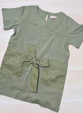 A74英格贝贝飘带套头衫  夏款女宝纯棉直筒裙子82448B 100-140