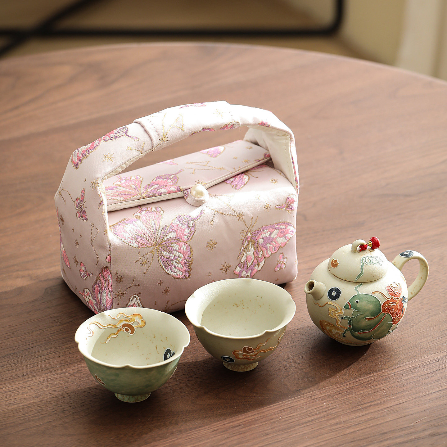 御马纳财便携旅行茶具套装户外陶瓷茶壶茶杯配手提收纳包送朋友,餐饮具,旅行茶具,淘宝优惠券,粉丝福利购,淘宝优惠卷