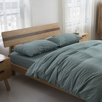 Japanese-style pure cotton washed cotton and linen four-piece set, simple and artistic plain color quilt cover, customizable double bed sheet and bedding thumbnail 8