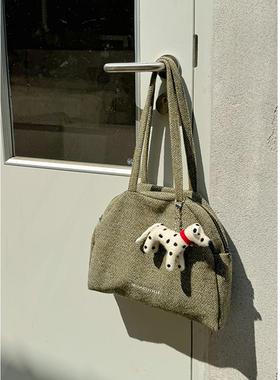 MOREGOOL 24/FW原创 羊毛呢波士顿复古半圆单肩包 轻便通勤秋冬包