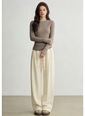 秋冬加厚高腰显瘦垂感阔腿裤女