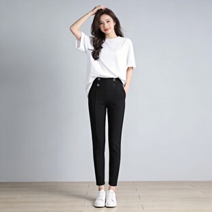 高腰休闲裤 铅笔裤 女弹力紧身裤 纯色百搭小脚裤 修身 2026春夏秋