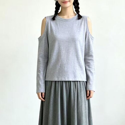 夏秋露肩长袖宽松显瘦百搭T恤女