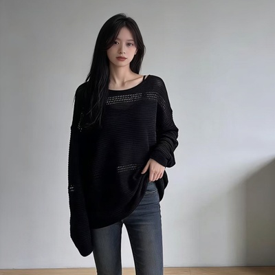 2026春夏慵懒镂空显瘦针织毛衣女