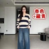 2026春秋Polo领条纹毛衣女 复古学院风百搭上衣 宽松显瘦针织衫