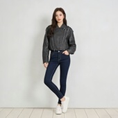 2025秋冬做旧风黑色PU皮衣女 宽松机车夹克 复古哑光皮质显瘦外套